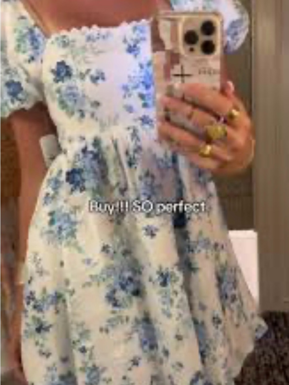 Altar'd State White NWOT Dress with Blue Floral Print - Picture 3 of 6